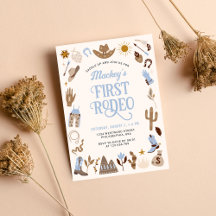 Western First Rodeo Wild West Cowboy Blue Geburtst