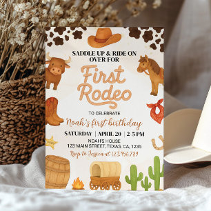 Western First Rodeo Wild West Cowboy Geburtstag Einladung