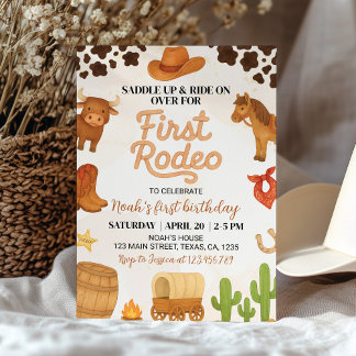 Western First Rodeo Wild West Cowboy Geburtstag Einladung