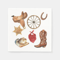 Western First Rodeo Wild West Cowboy Napkin