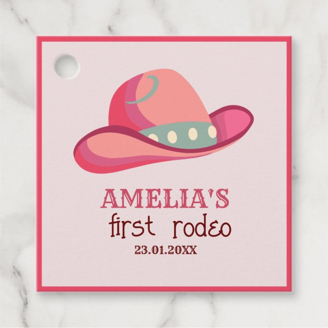 Western First Rodeo Wild West Cowgirl 1. Geburtsta Geschenkanhänger (Vorderseite)