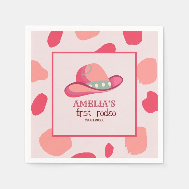 Western First Rodeo Wild West Cowgirl 1. Geburtsta Serviette (Vorderseite)