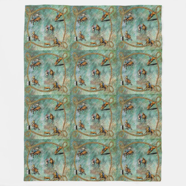 Western Fleece Blanket Rodeo Events mit Rope (Vorderseite)