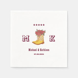 Western Floral Cowboy Boot Monogram Rustikale Hoch Serviette