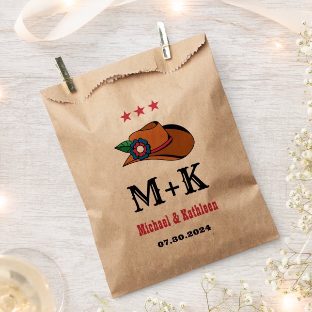 Western Floral Cowboy Hat Rustikale Landhochzeit Geschenktütchen (Ausgeschnitten)