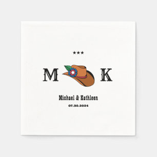 Western Floral Cowboy Hat Rustikale Landhochzeit Serviette