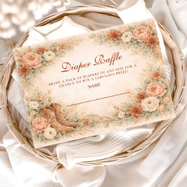 Western Floral Cowgirl Baby Shower Diapper Raffle Begleitkarte
