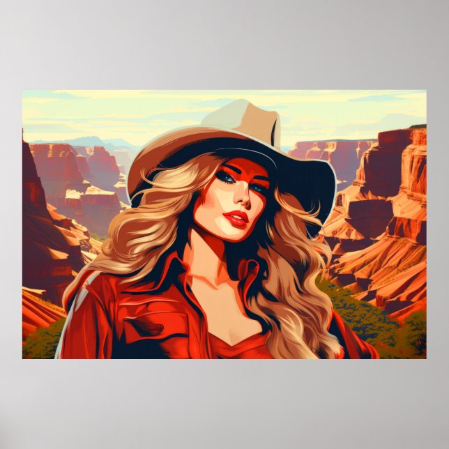 Western Frau Portrait Berg Poster (Vorne)