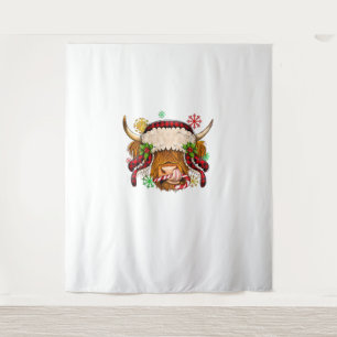 Western Frohe Weihnachten Hochland Kuh Xmas Farm A Wandteppich