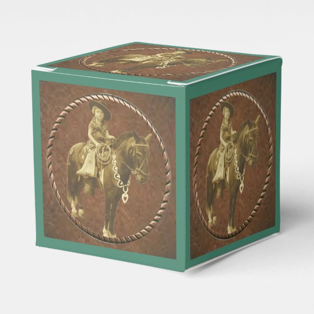 Western Gastgeschenk oder Geschenkboxen Vintag Cow Geschenkschachtel (Vorderseite)