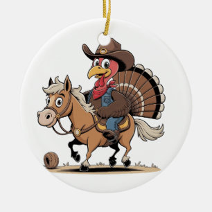 Western gekocht Türkei Erntedank Cowboy Cowgirl Keramik Ornament