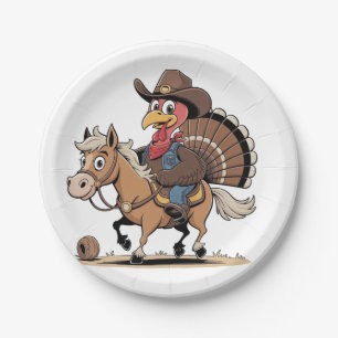 Western gekocht Türkei Erntedank Cowboy Cowgirl Pappteller
