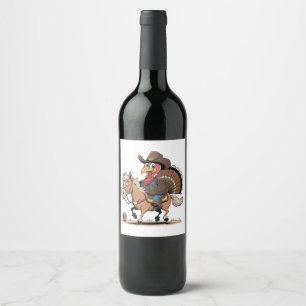 Western gekocht Türkei Erntedank Cowboy Cowgirl Weinetikett
