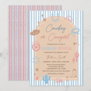 Western Gender Reveal Cowboy oder Cowgirl Streifen Einladung