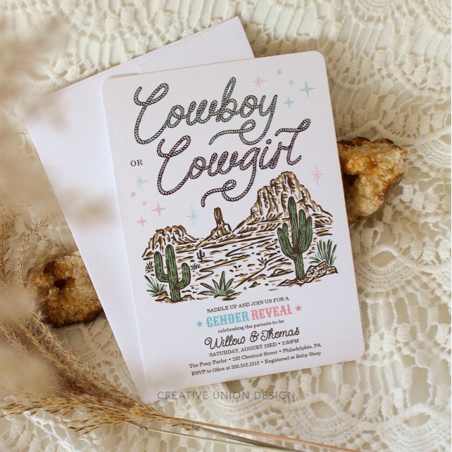 Western Gender Reveal Dusche Cowboy oder Cowgirl Einladung (gender reveal invitation)