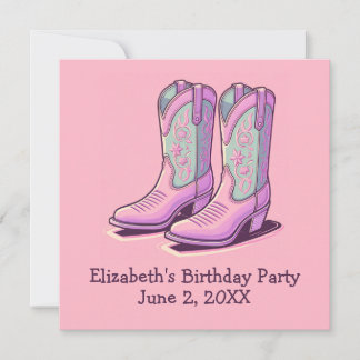 Western Girl Birthday Party Pink Cowgirl Stiefel Einladung
