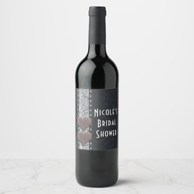 Western Glam Black Leather & Diamonds Weinmarken Weinetikett (Vorderseite)
