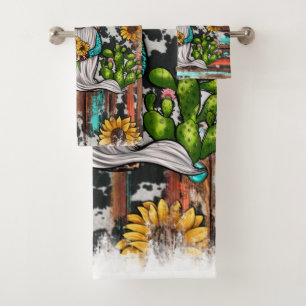 Western Gnome Sonnenblumen Türkis Stones Badhandtuch Set