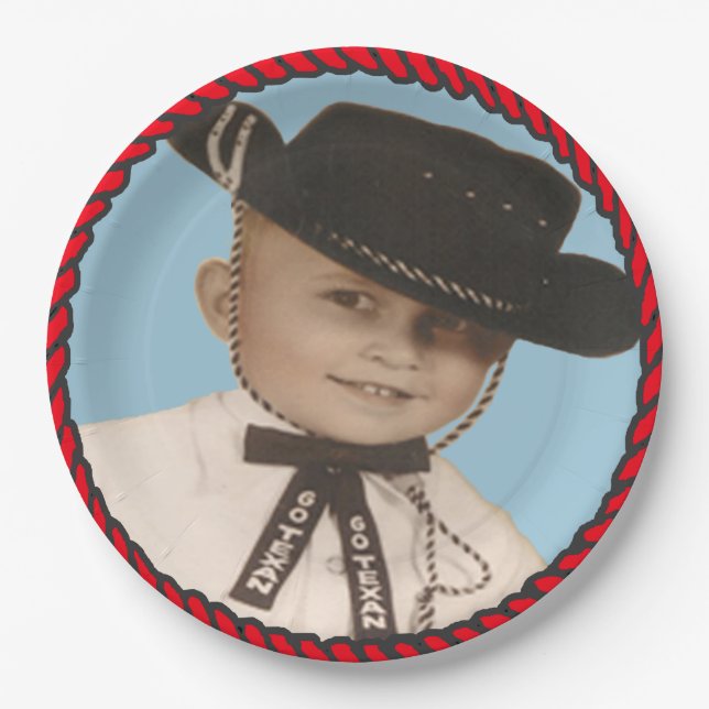 Western Go Texan Cowboy Party Paper Teller (Vorderseite)