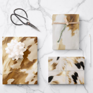 Western Gold Creme Cowhide Geschenkpapier Set