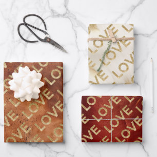 Western Gold Glitz Love Geschenkpapier Set