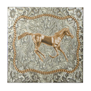 Western Gold Horse Gürtelschnalle Fliese