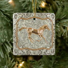 Western Gold Horse Gürtelschnalle Keramikornament