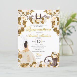 Western Gold Ivory Charro Cowgirl Quinceañera Einladung