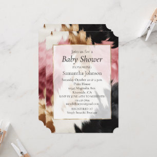 Western Gold Pink Black Creme Cowgirl Cowhide Einladung