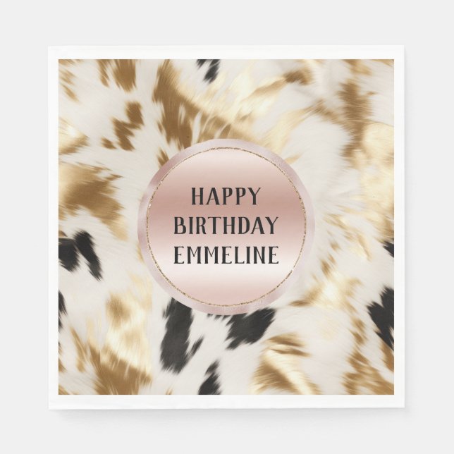 Western Gold Schwarz-weiß Creme Cowhid Serviette (Vorderseite)