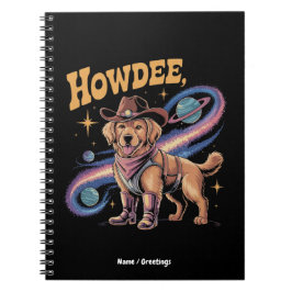 Western Golden Retriever Funny Cowboy Space Dog  Notizblock