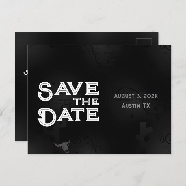 Western Gothic Save the Date Postkarte (Vorne/Hinten)