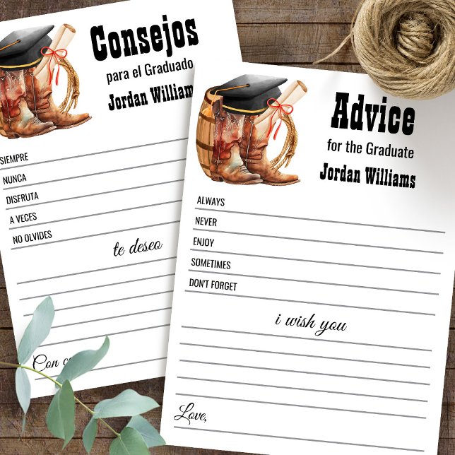 Western Graduation Advice English Spanish card Einladung (Von Creator hochgeladen)