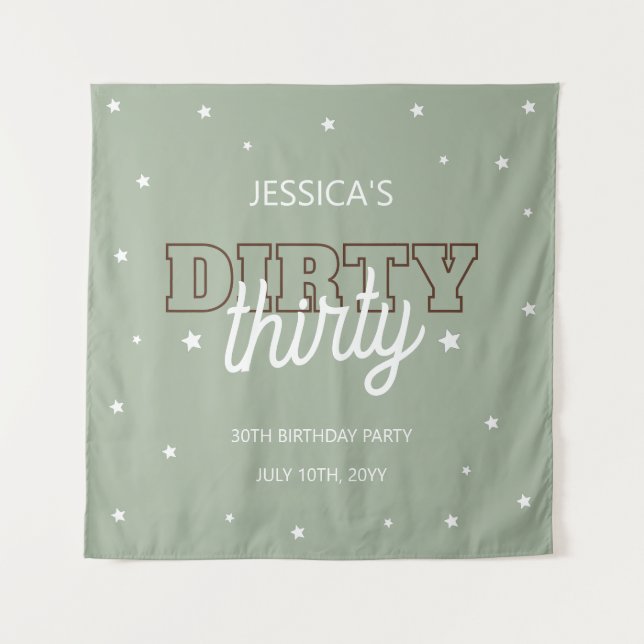 Western Green Dirty Thirty 30th Birthday Backdrop Wandteppich (Vorderseite)