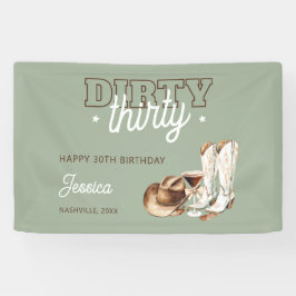 Western Green Dirty Thirty 30th Birthday Party Banner