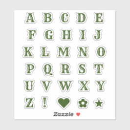Western Green Letters | Monogram Alphabet Stickers Aufkleber