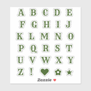Western Green Letters Monogram Alphabet Stickers Aufkleber
