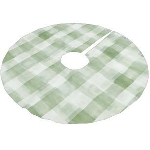 Western Grüne Creme Kariert Streifen Weihnachten Polyester Weihnachtsbaumdecke