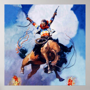 Western "Guns Ablazing" Kunst von NC Wyeth Poster