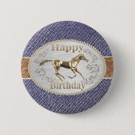Western Gürtel und Schnalle auf Denim Happy Birthd Button