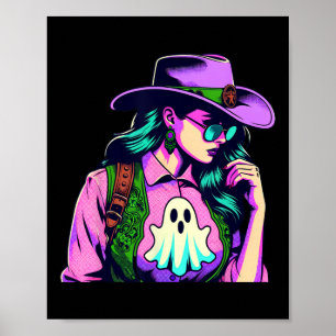 Western Halloween Cowgirl mit Pop Art Poster