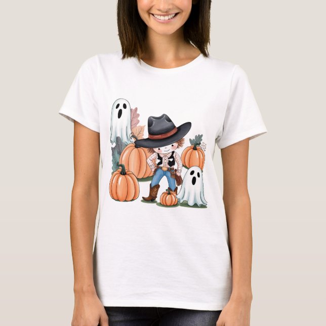 Western Halloween Pumpkin Png T-Shirt (Vorderseite)