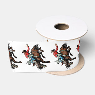 Western-Handwerks-Blumengeschenk-Bandbronc-Reiter Satinband