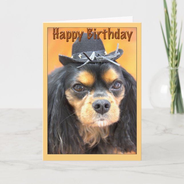 Western Happy Birthday Cavalier King Charles Karte (Vorderseite)