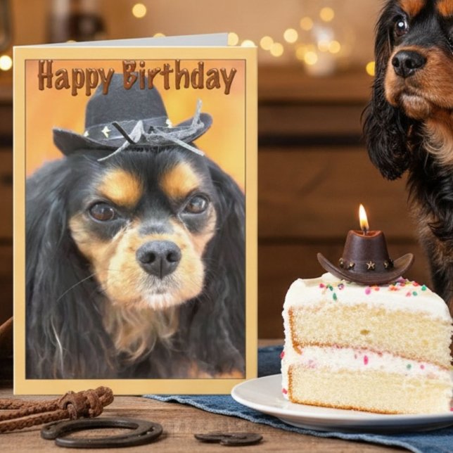 Western Happy Birthday Cavalier King Charles Karte (Von Creator hochgeladen)