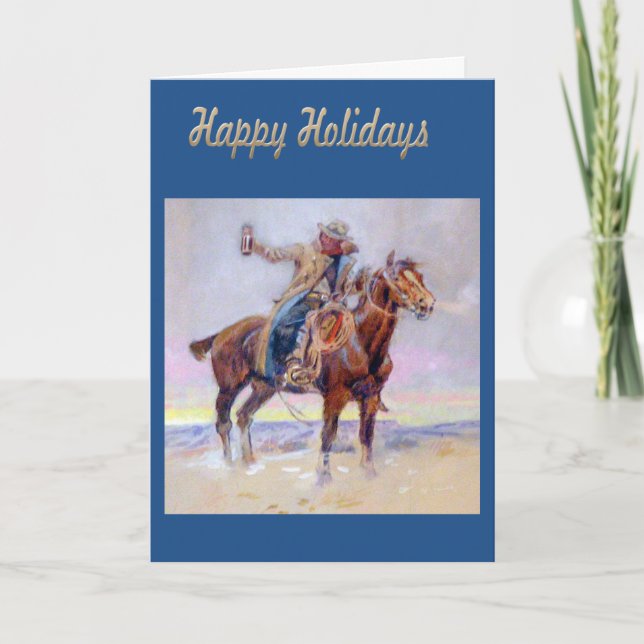 Western Happy Holidays Cowboy Grußkarte Feiertagskarte (Vorderseite)
