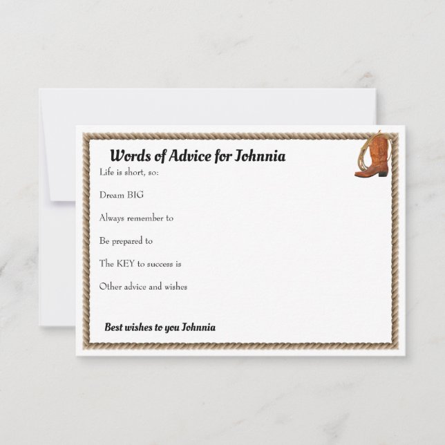 Western Hat und Lariat Graduiertenberatung Mitteilungskarte (Vorderseite)