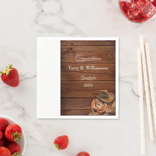 Western Hat und Lasso Graduation Party Serviette (Von Creator hochgeladen)