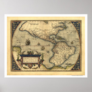 Western Hemisphäre Karte von Ortelius 1570 Poster