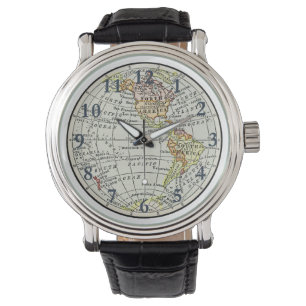 Western Hemisphäre Map Globe Travel Armbanduhr